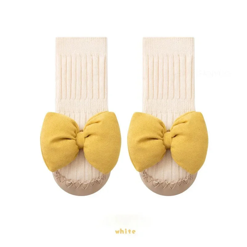 Baby Girl Sock Shoes with Bows – Non-Slip Soft Sole Booties for Crawling & Walking