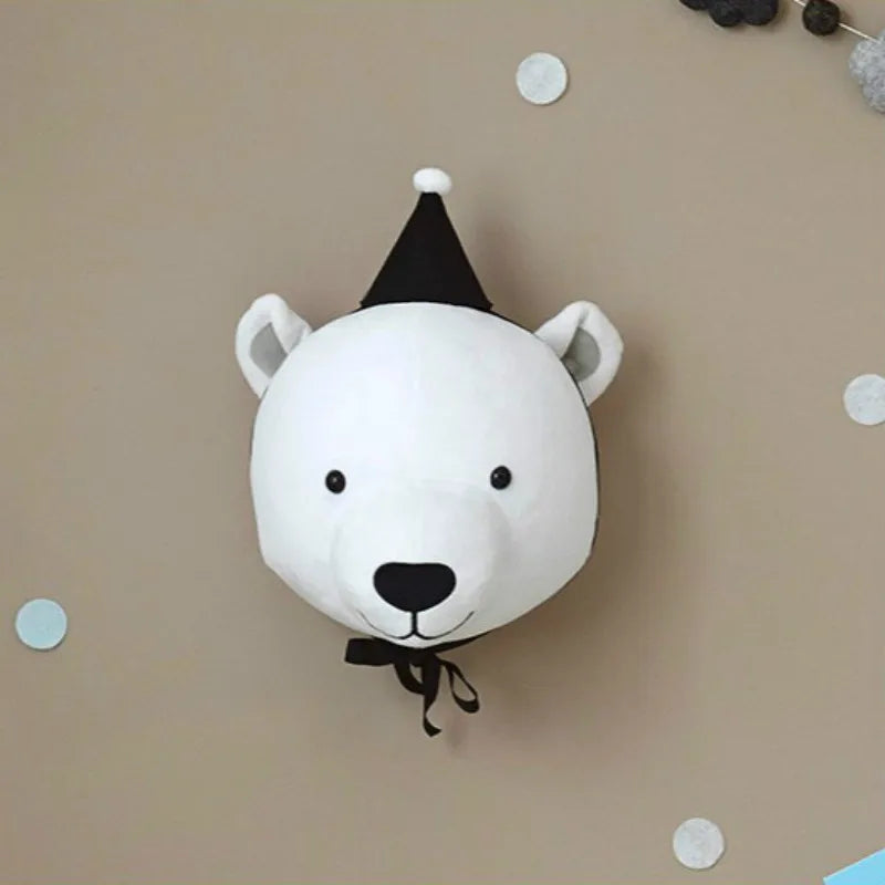 Plush Animal Head Wall Decorations – Soft & Whimsical Nursery Wall Mounts