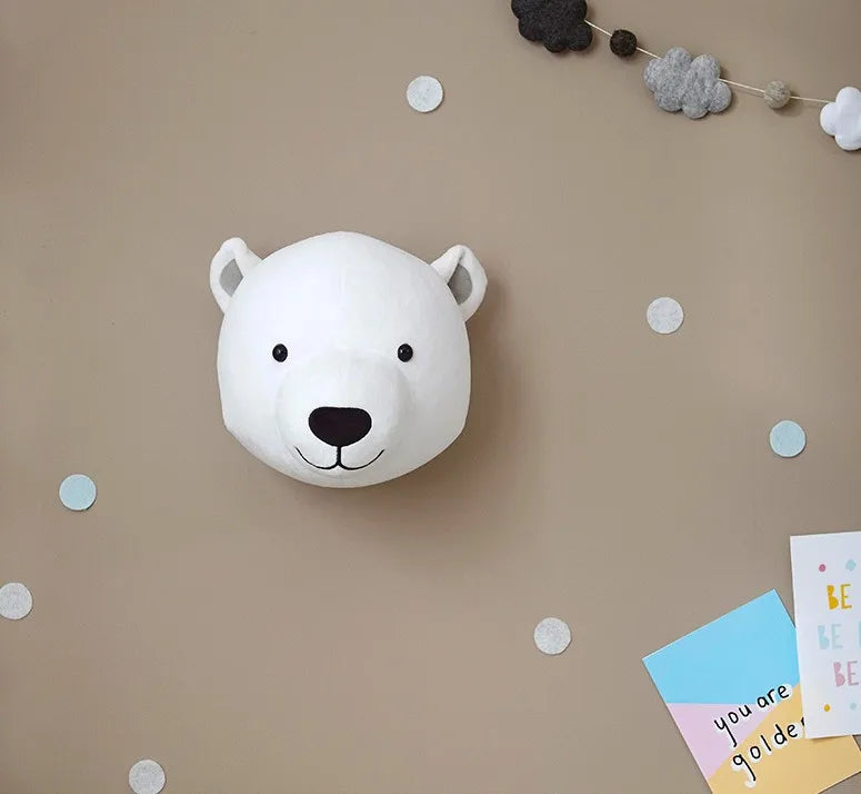 soft animal head wall decor for babies