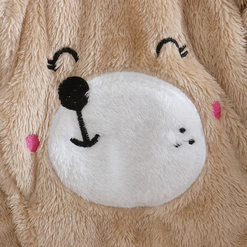 Baby Plush Fleece Jumpsuit – Hooded Winter Onesie for Infants & Toddlers