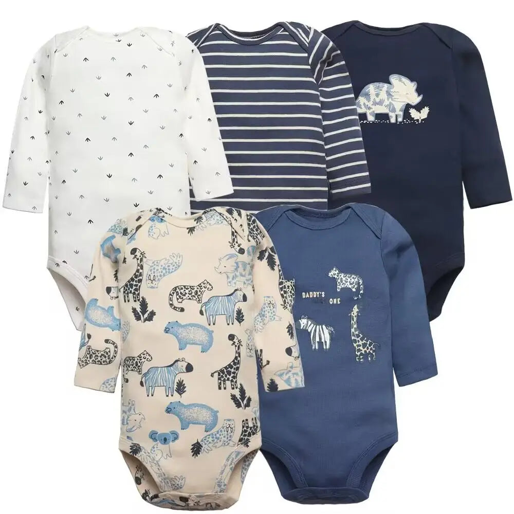 Set of 5 Baby Bodysuits – Soft Cotton Onesies for Newborns & Infants (Unisex)
