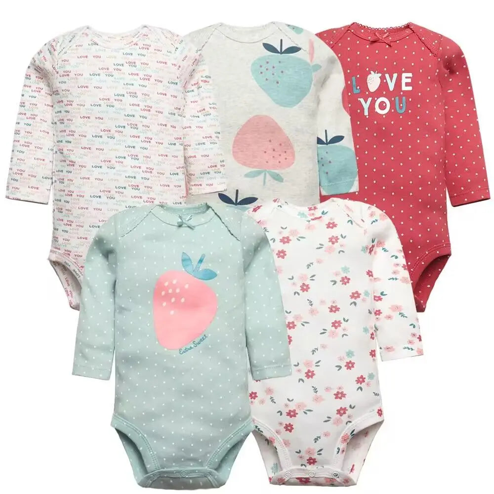 Set of 5 Baby Bodysuits – Soft Cotton Onesies for Newborns & Infants (Unisex)