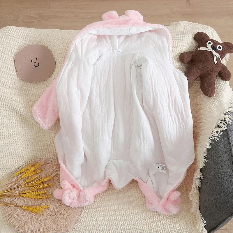 warm baby winter romper with ears