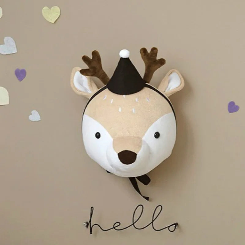 soft animal head wall decor for babies