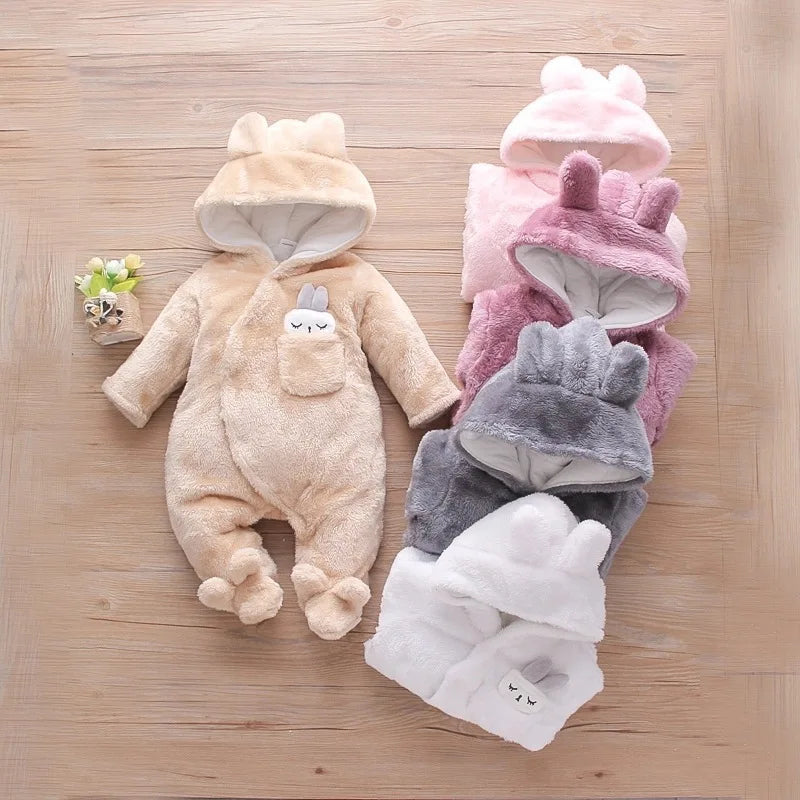 warm baby winter romper with ears