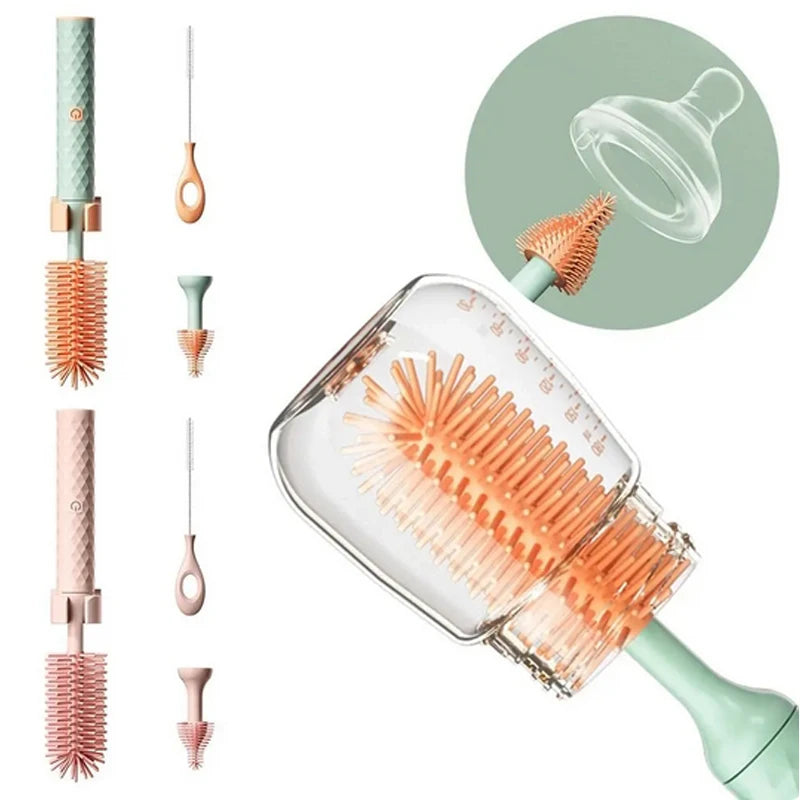 electric baby bottle brush cleaning a bottle