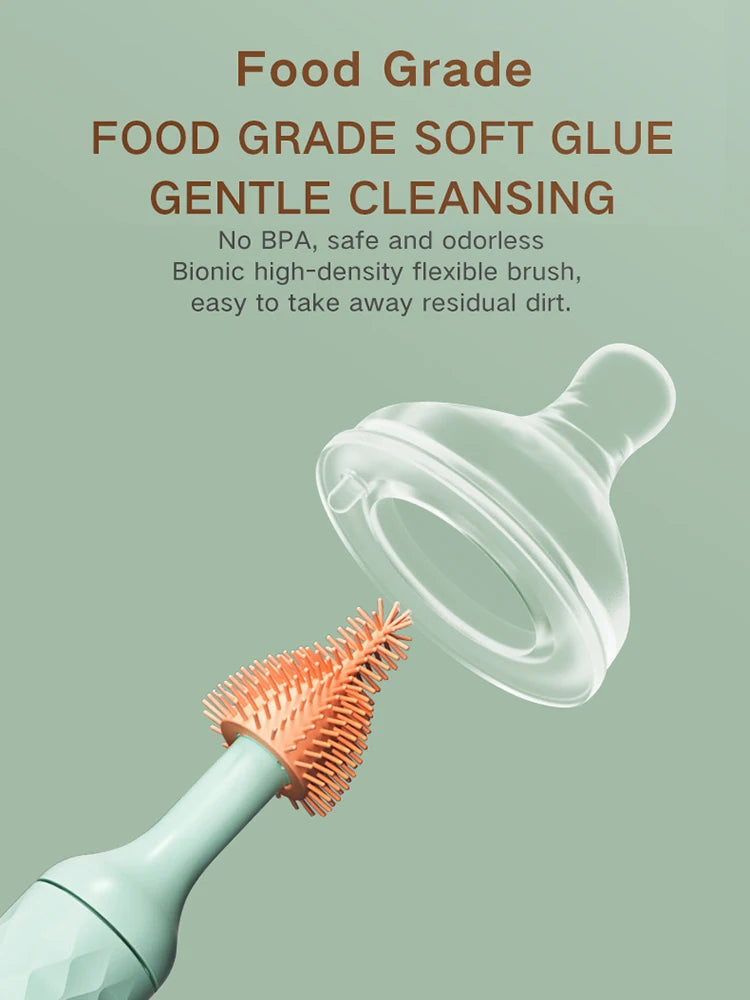 Electric Baby Bottle Brush Cleaner – Rechargeable, 360° Rotating for Bottles & Nipples
