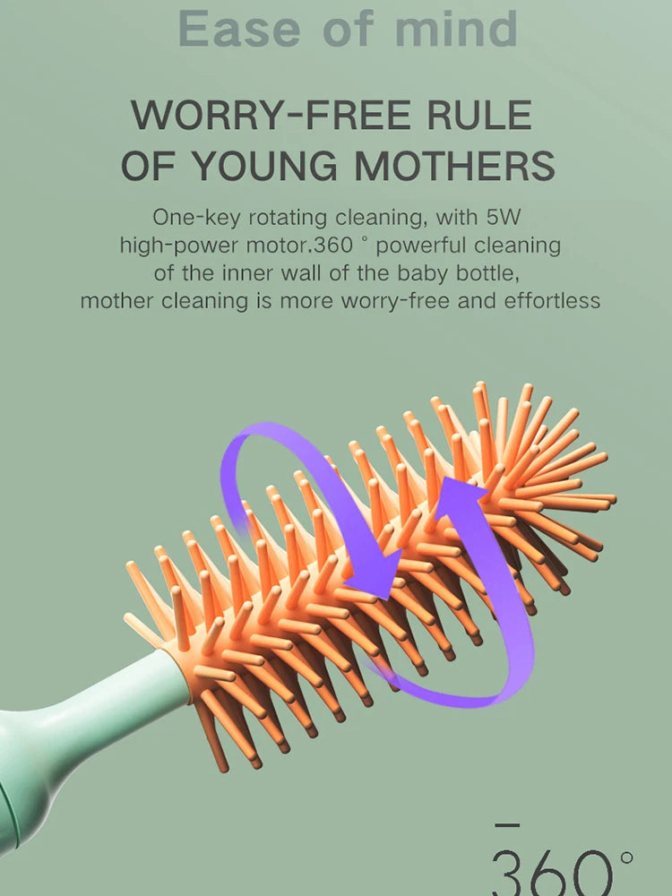 Electric Baby Bottle Brush Cleaner – Rechargeable, 360° Rotating for Bottles & Nipples