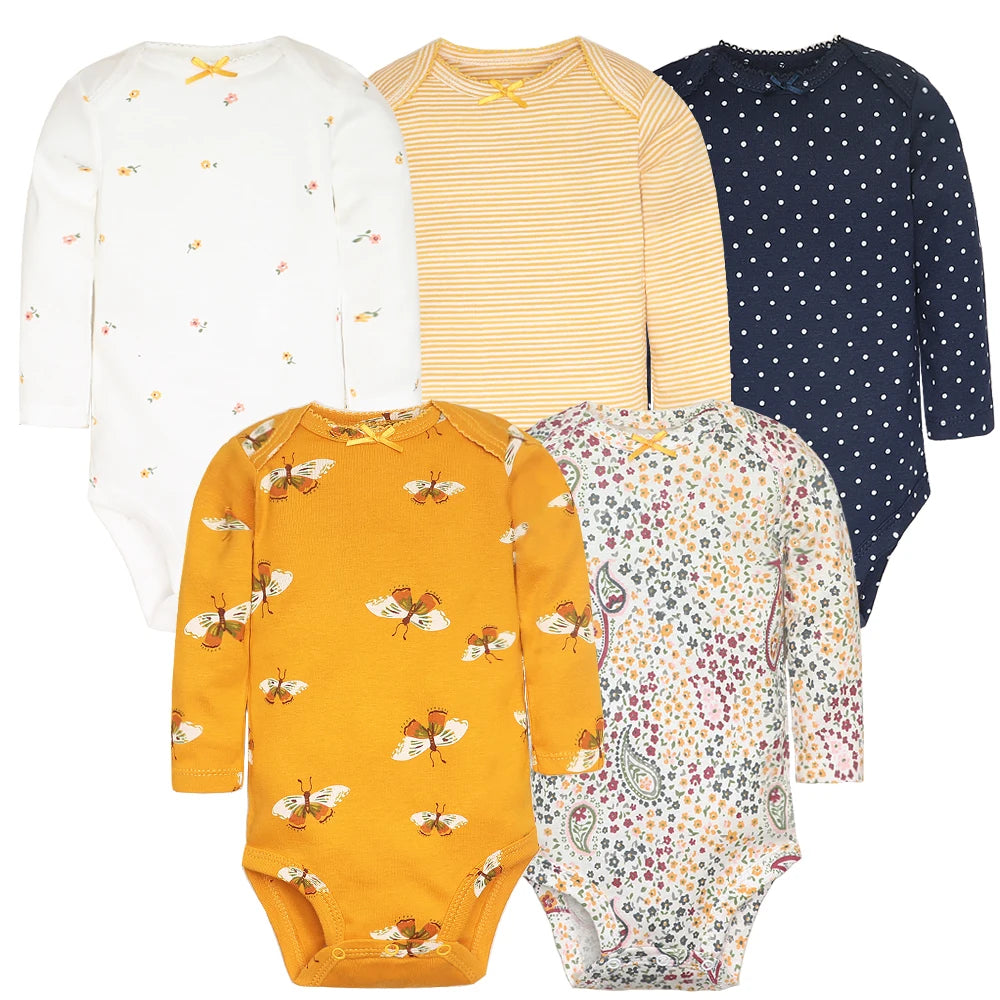 Set of 5 Baby Bodysuits – Soft Cotton Onesies for Newborns & Infants (Unisex)