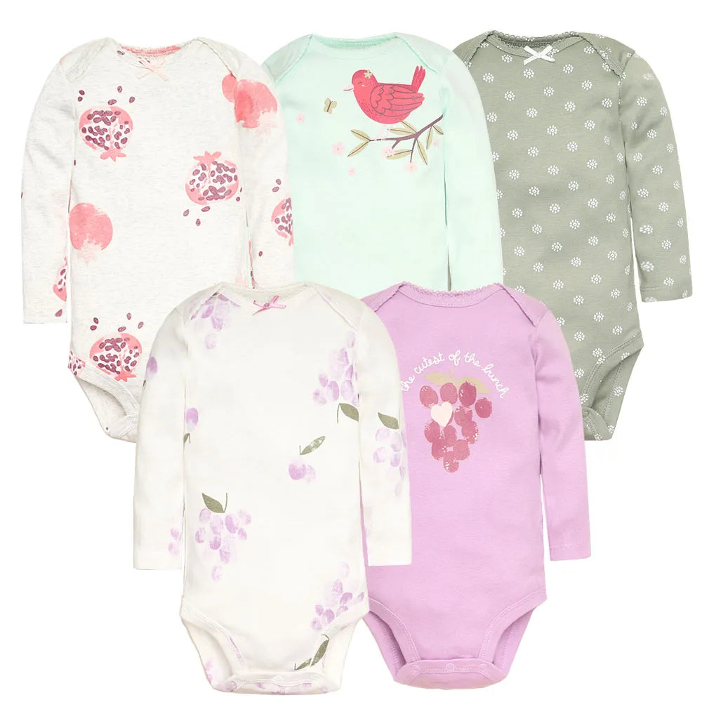 Set of 5 Baby Bodysuits – Soft Cotton Onesies for Newborns & Infants (Unisex)