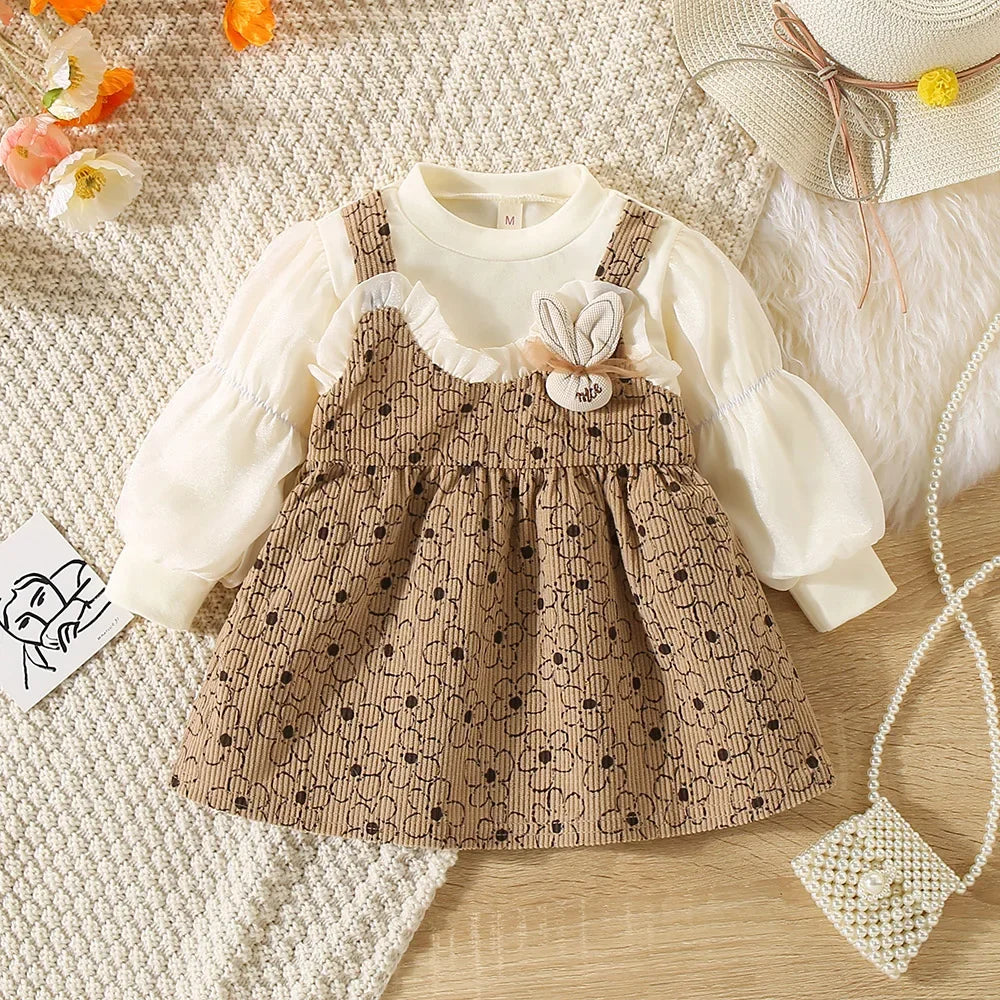 baby girl in boho halter dress in fall colors