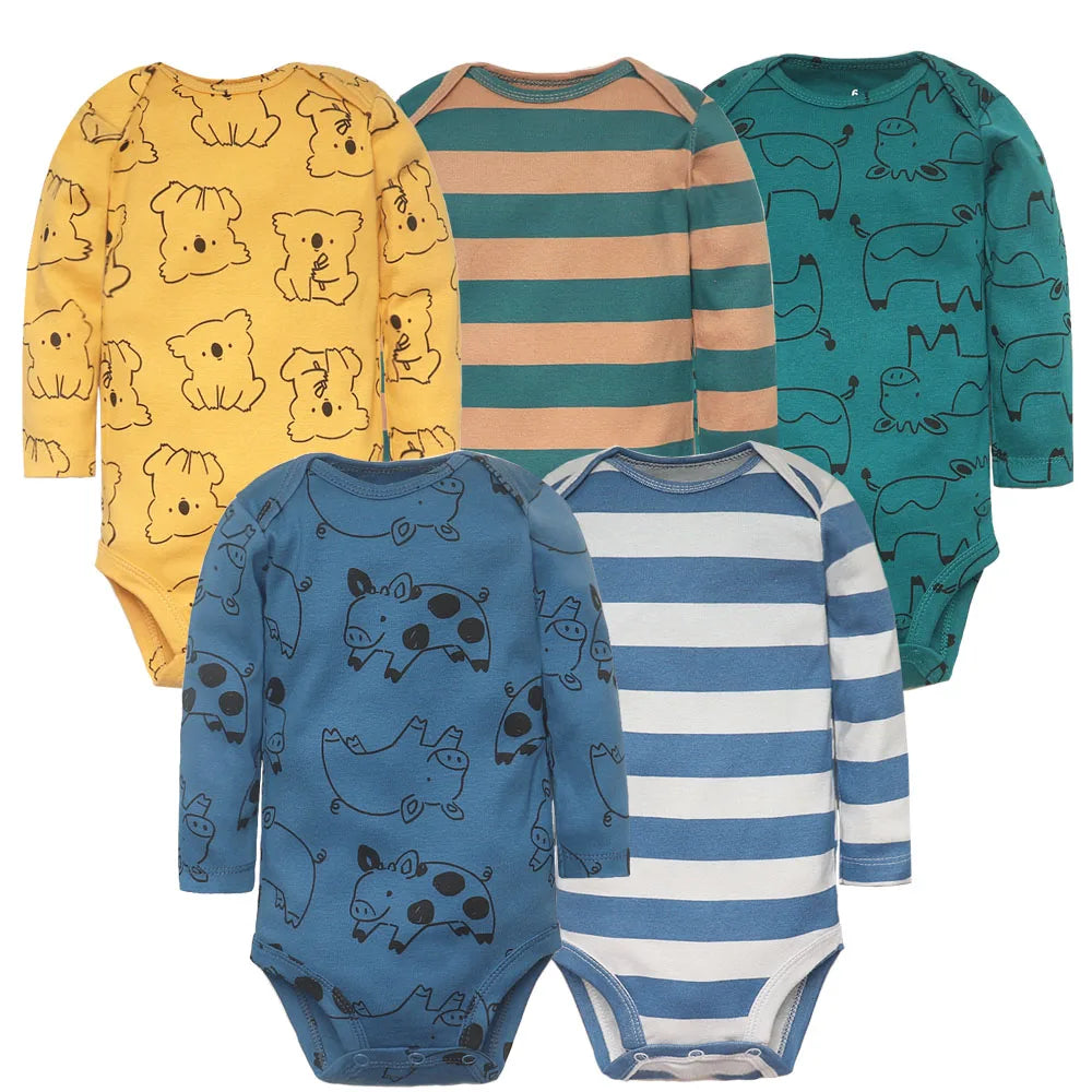 Set of 5 Baby Bodysuits – Soft Cotton Onesies for Newborns & Infants (Unisex)