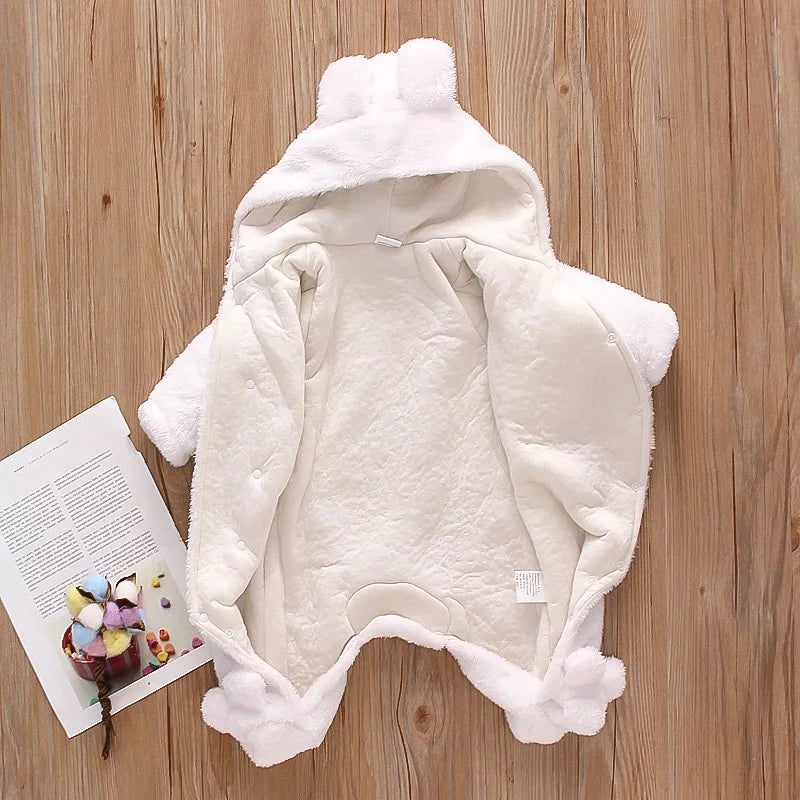warm baby winter romper with ears