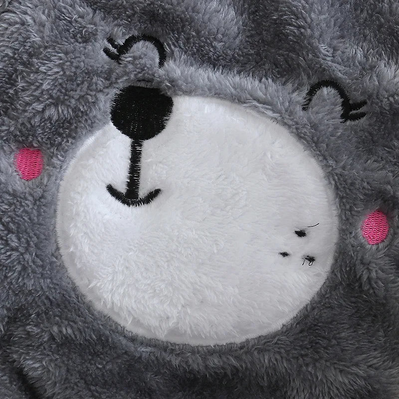 Baby Plush Fleece Jumpsuit – Hooded Winter Onesie for Infants & Toddlers