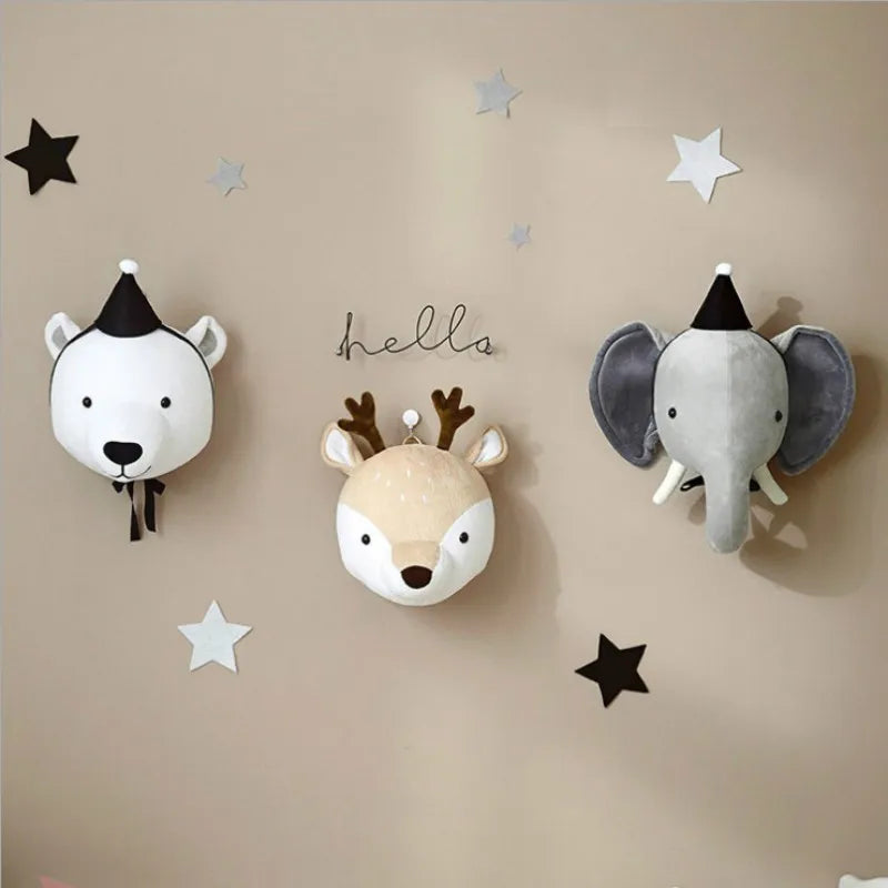 soft animal head wall decor for babies