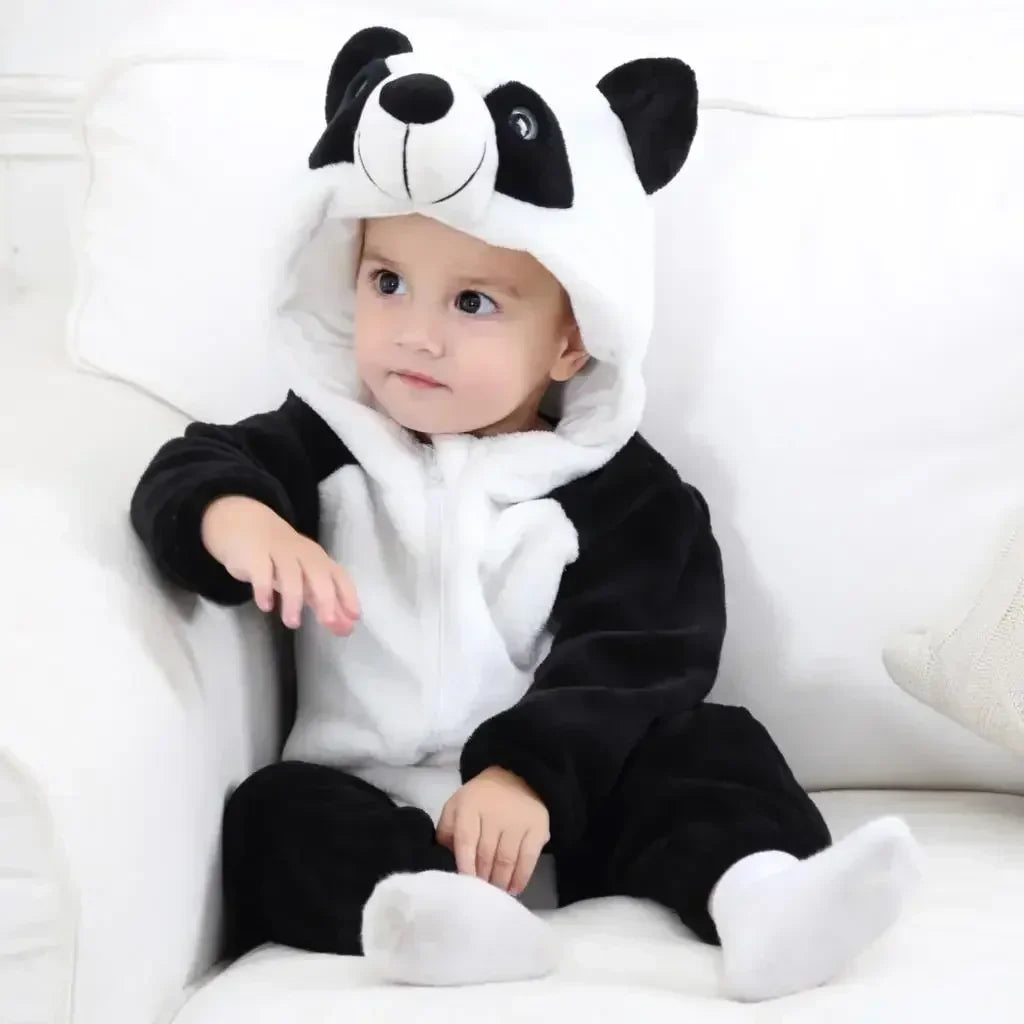 Baby Animal Jumpsuits – Fleece Hooded Rompers with Cute Ears & Tails