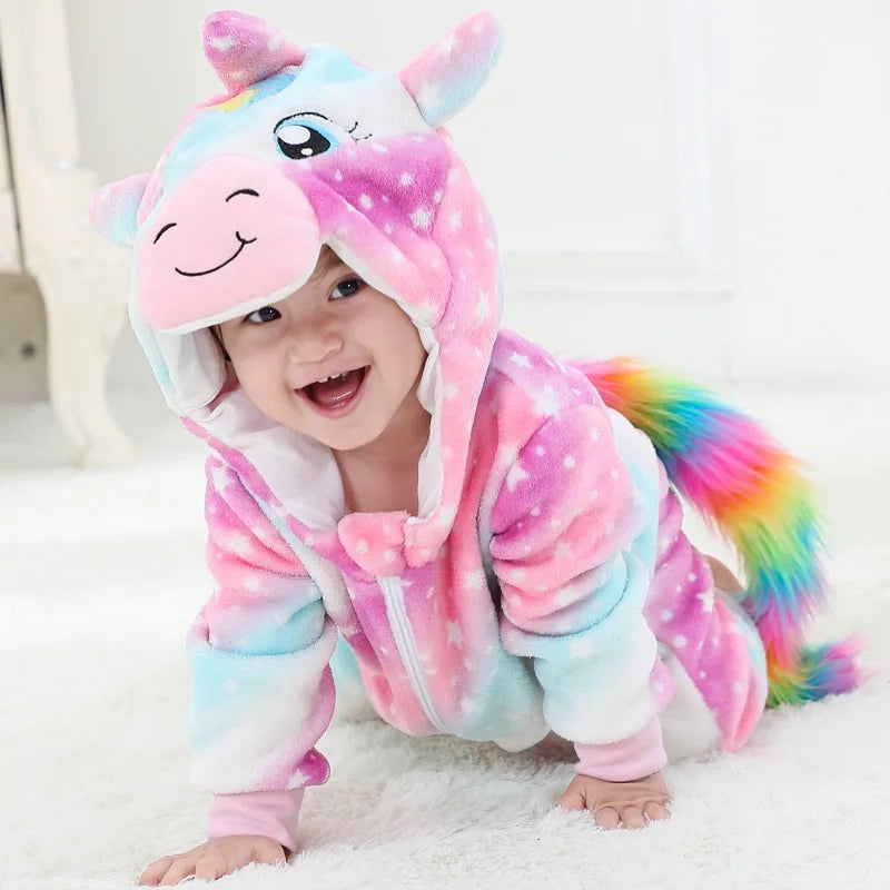 animal-themed baby romper with ears and tail