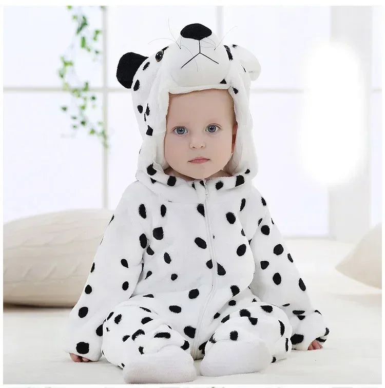 Baby Animal Jumpsuits – Fleece Hooded Rompers with Cute Ears & Tails