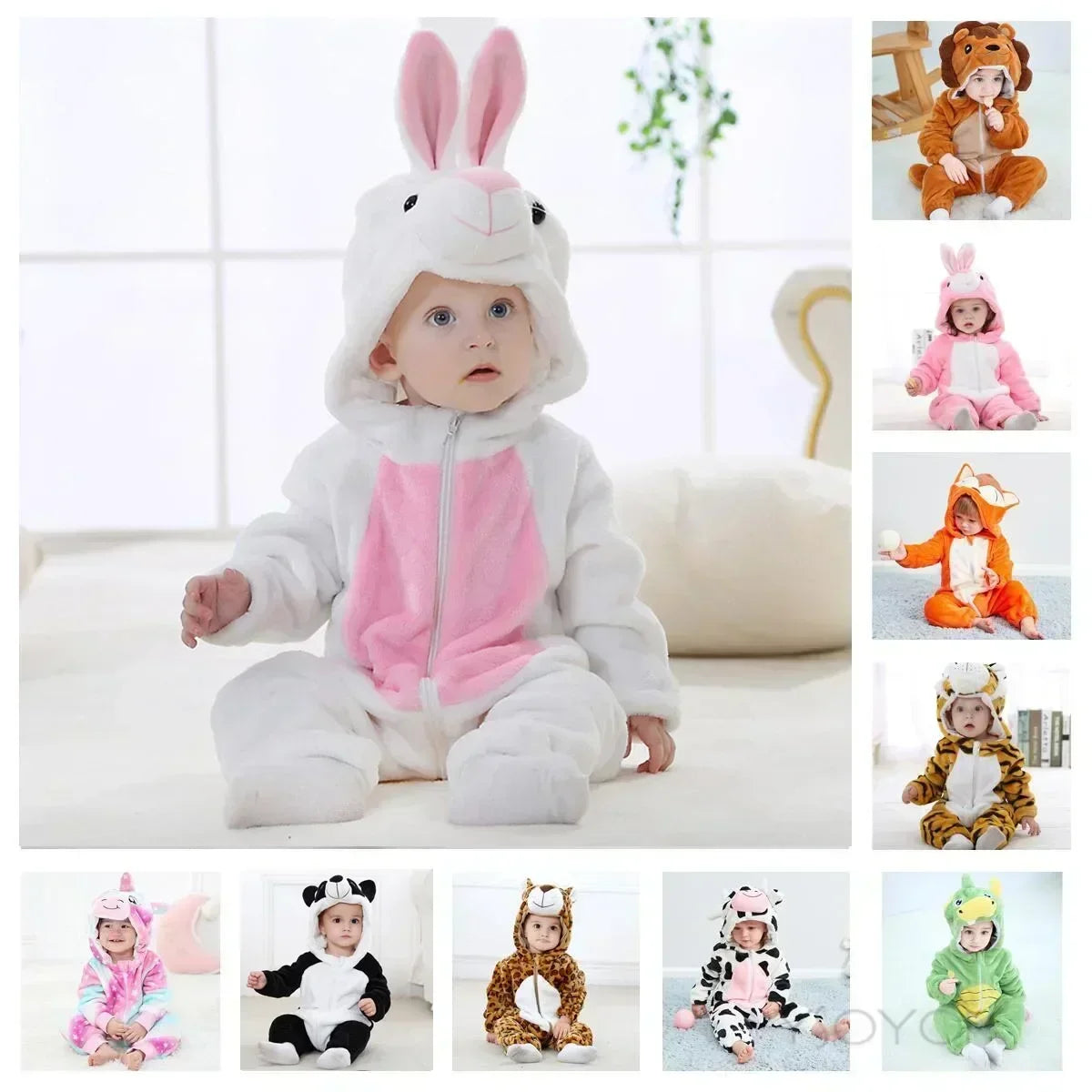 animal-themed baby romper with ears and tail