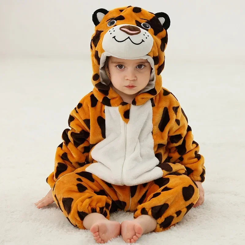 Baby Animal Jumpsuits – Fleece Hooded Rompers with Cute Ears & Tails