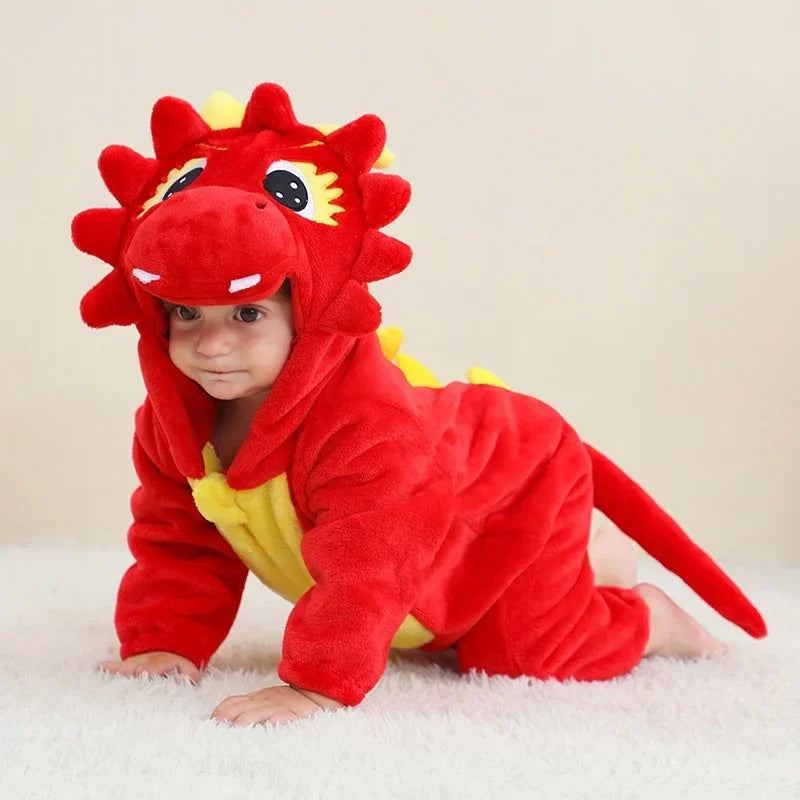 Baby Animal Jumpsuits – Fleece Hooded Rompers with Cute Ears & Tails