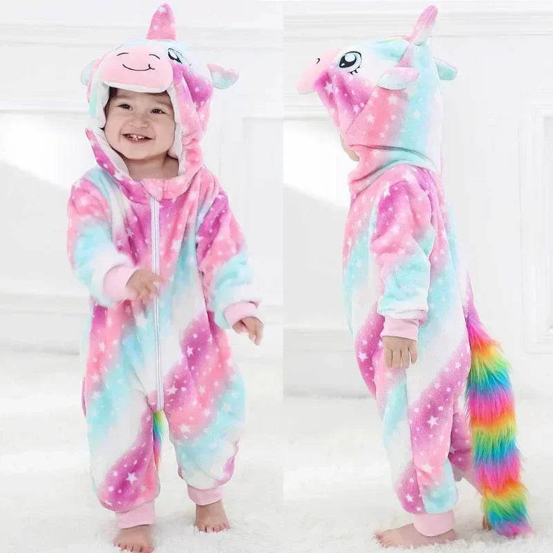 animal-themed baby romper with ears and tail