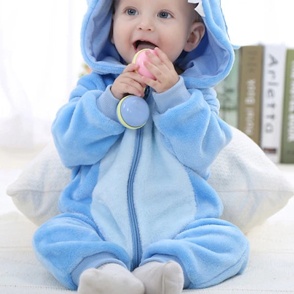 Baby Animal Jumpsuits – Fleece Hooded Rompers with Cute Ears & Tails