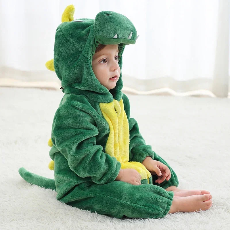 Baby Animal Jumpsuits – Fleece Hooded Rompers with Cute Ears & Tails