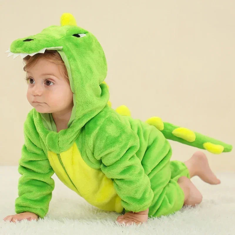Baby Animal Jumpsuits – Fleece Hooded Rompers with Cute Ears & Tails