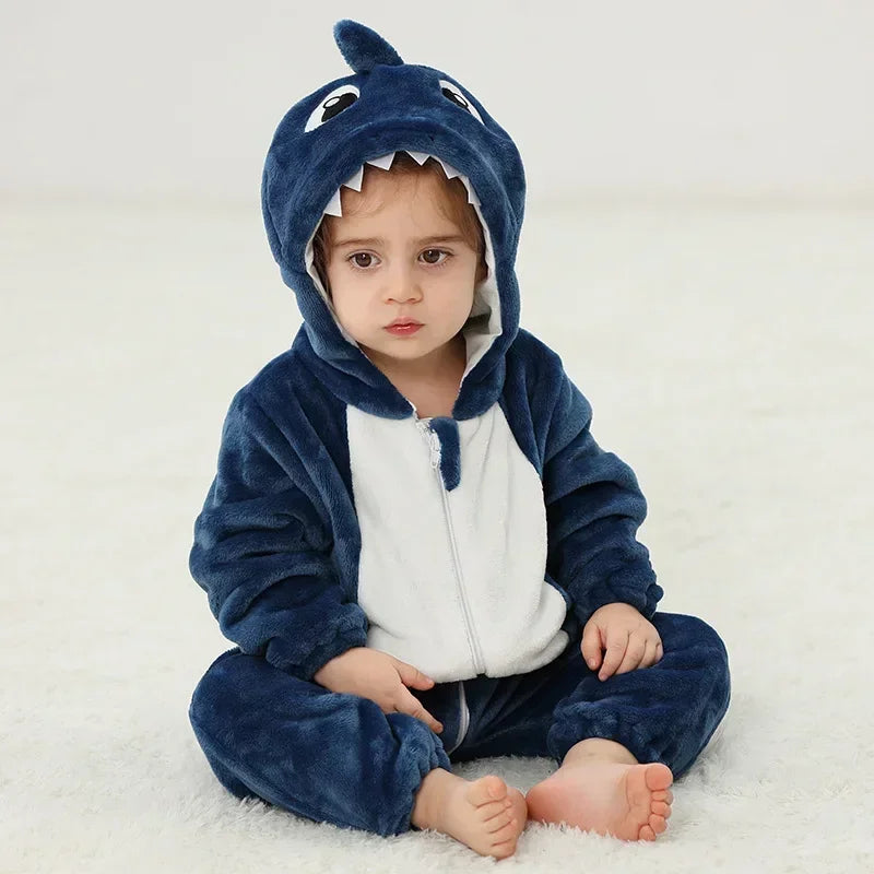 Baby Animal Jumpsuits – Fleece Hooded Rompers with Cute Ears & Tails
