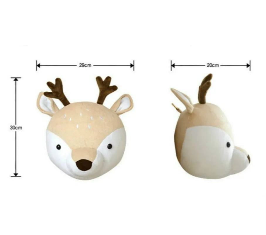 soft animal head wall decor for babies