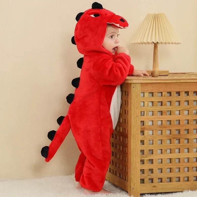 Baby Animal Jumpsuits – Fleece Hooded Rompers with Cute Ears & Tails