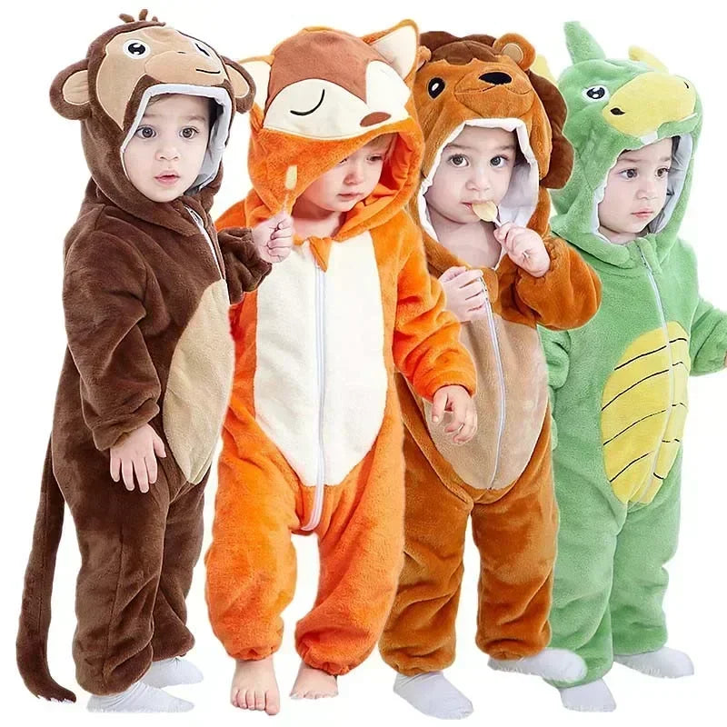 animal-themed baby romper with ears and tail